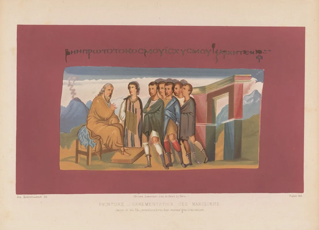 Jacob Et Ses Fils Miniature Tiree Dun Manus Grec Tres Ancien Wall Art by Joseph Rose Lemercier - High-Resolution Digital Print