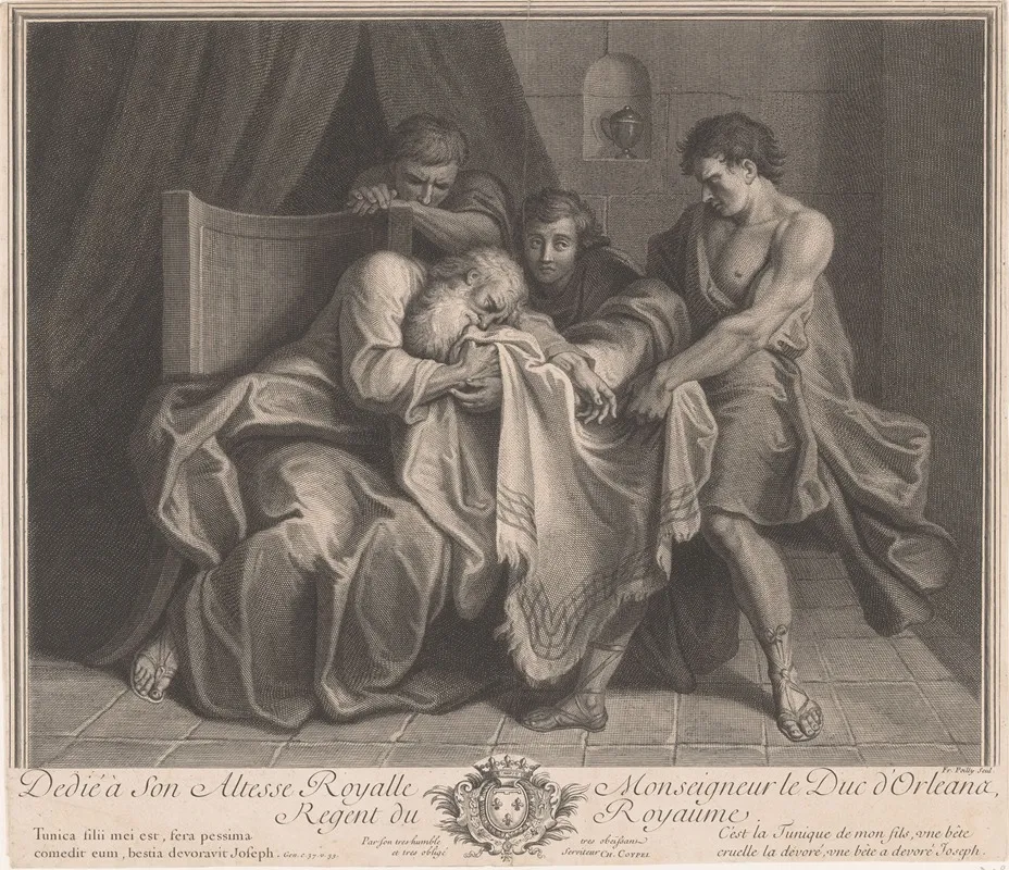 Jacob Is Shown Josephs Bloody Garment Wall Art by Francois de Poilly - High-Resolution Digital Print