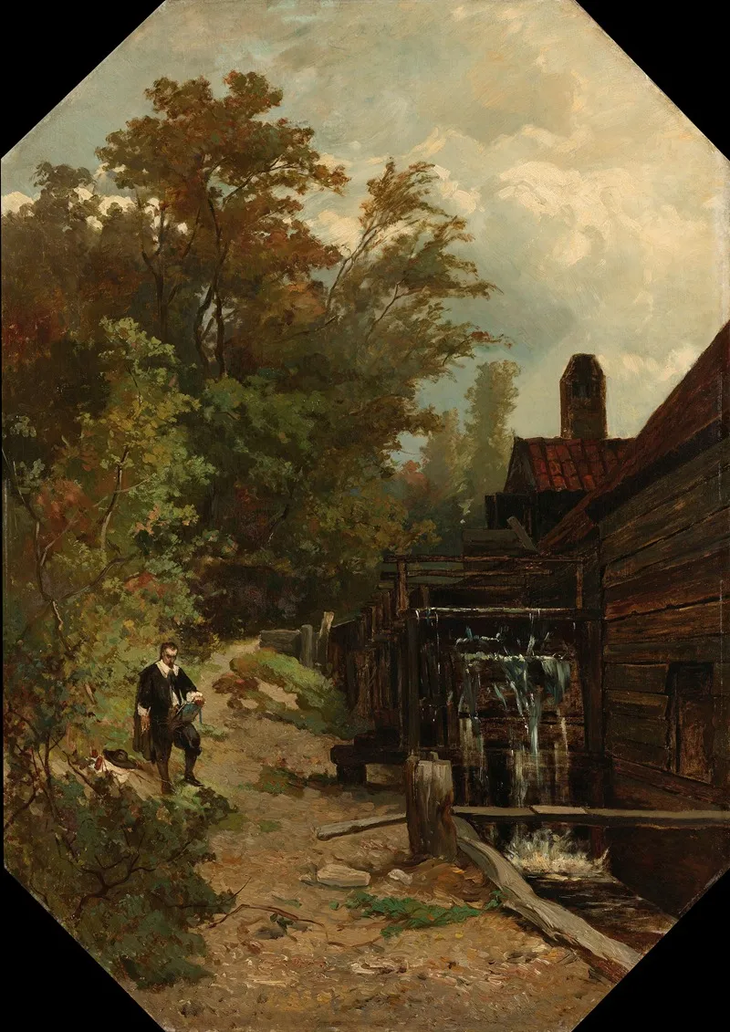 Jacob Van Ruisdael Sketching A Watermill Wall Art by Gerard Bilders - High-Resolution Digital Print