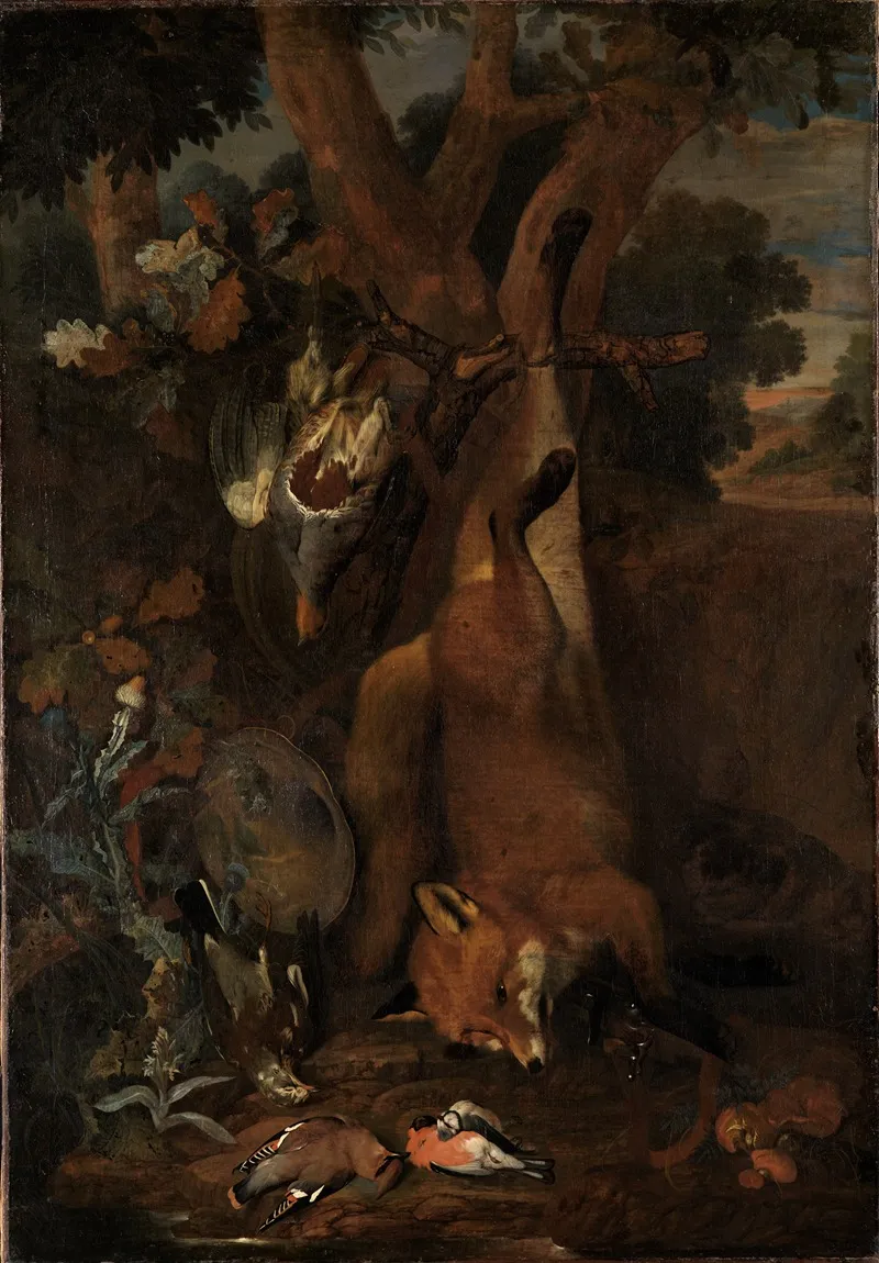 Jagdstilleben Mit Fuchs Und Rebhuhn Wall Art by Charles William Hamilton - High-Resolution Digital Print