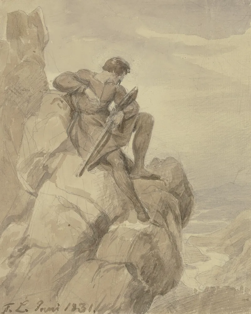 Jager Rauber In Den Bergen Wall Art by Karl Friedrich Lessing - High-Resolution Digital Print