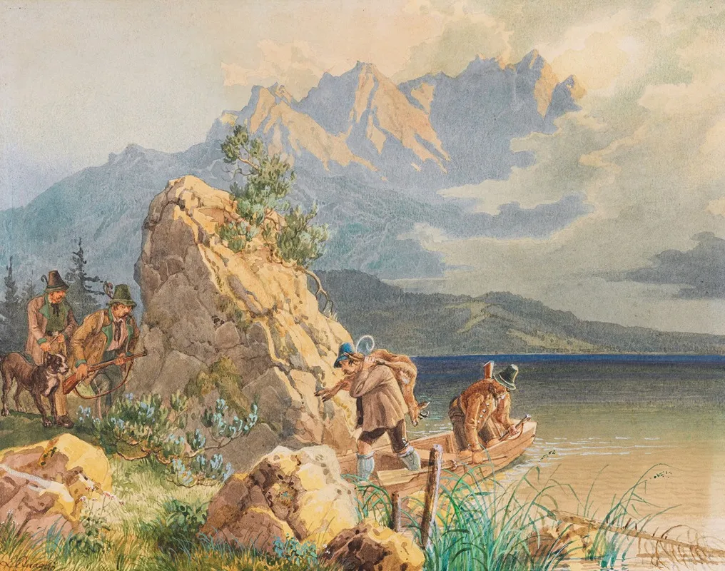 Jager Und Wilderer Am Eibsee Bei Der Zugspitze