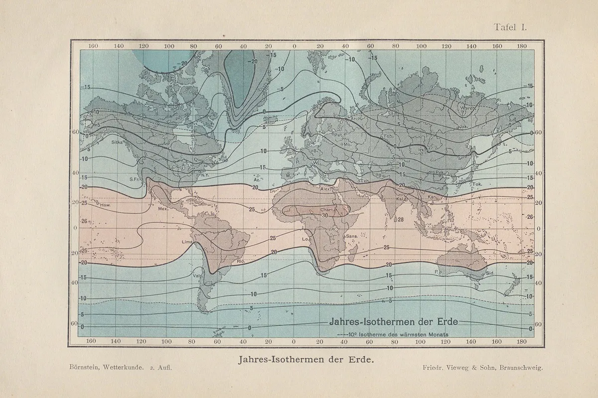 Jahres Isothermen‎ ‎der‎ ‎erde Wall Art by Richard Börnstein - High-Resolution Digital Print