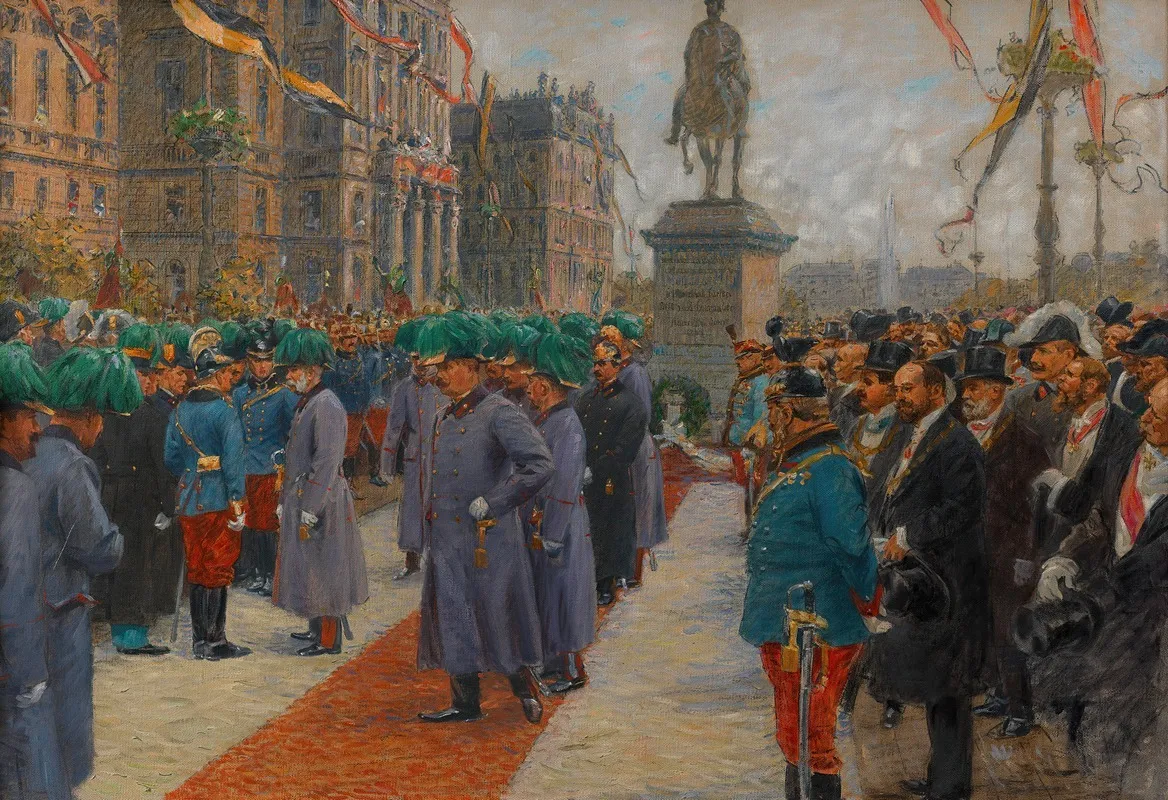 Jahrhundertfeier Der Volkerschlacht Von Leipzig Vor Dem Schwarzenberg Denkmal Wall Art by Wilhelm Gause - High-Resolution Digital Print