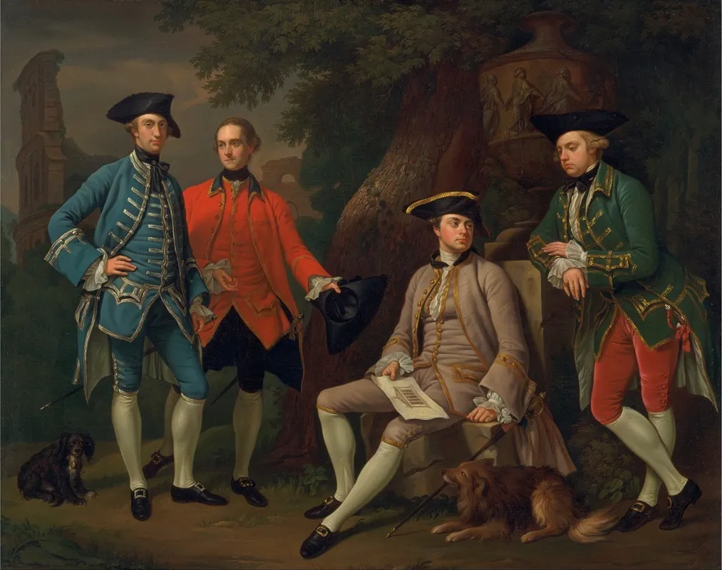 James Grant Of Grant John Mytton The Hon Thomas Robinson And Thomas Wynne Wall Art by Nathaniel Dance Holland - High-Resolution Digital Print