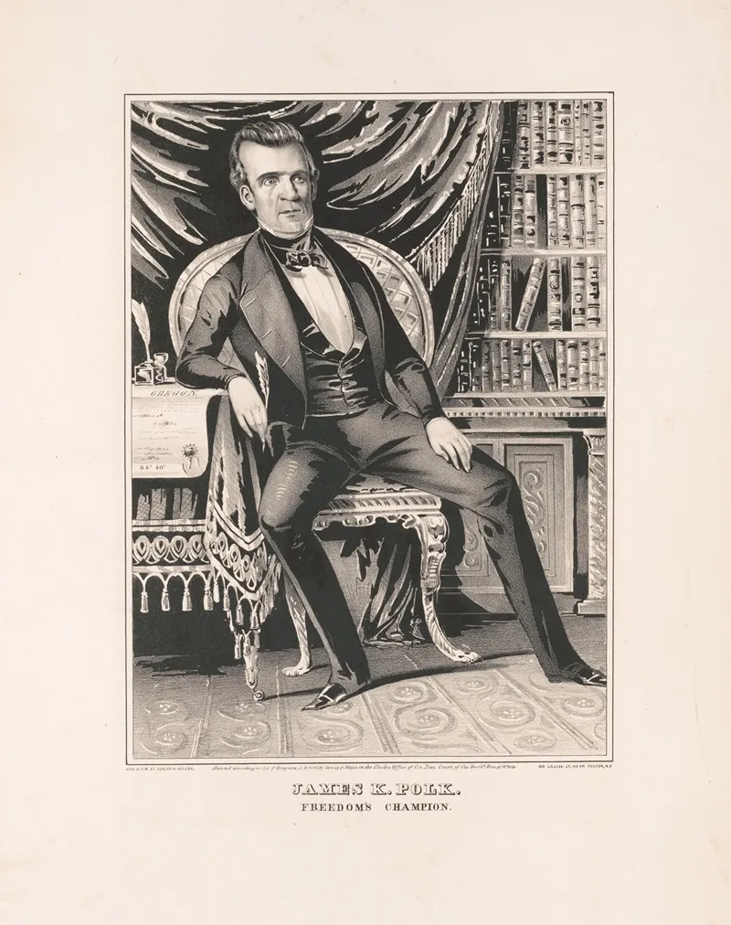 James K Polk Freedoms Champion Wall Art by Sarony, Major &amp; Knapp Lith. - High-Resolution Digital Print