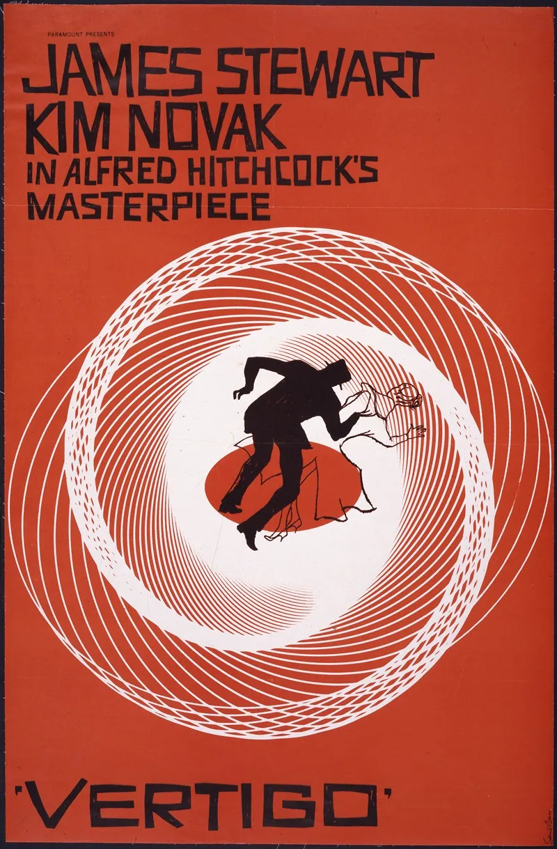 James Stewart Kim Novak In Alfred Hitchcocks Masterpiece Vertigo Wall Art by Saul Bass - High-Resolution Digital Print