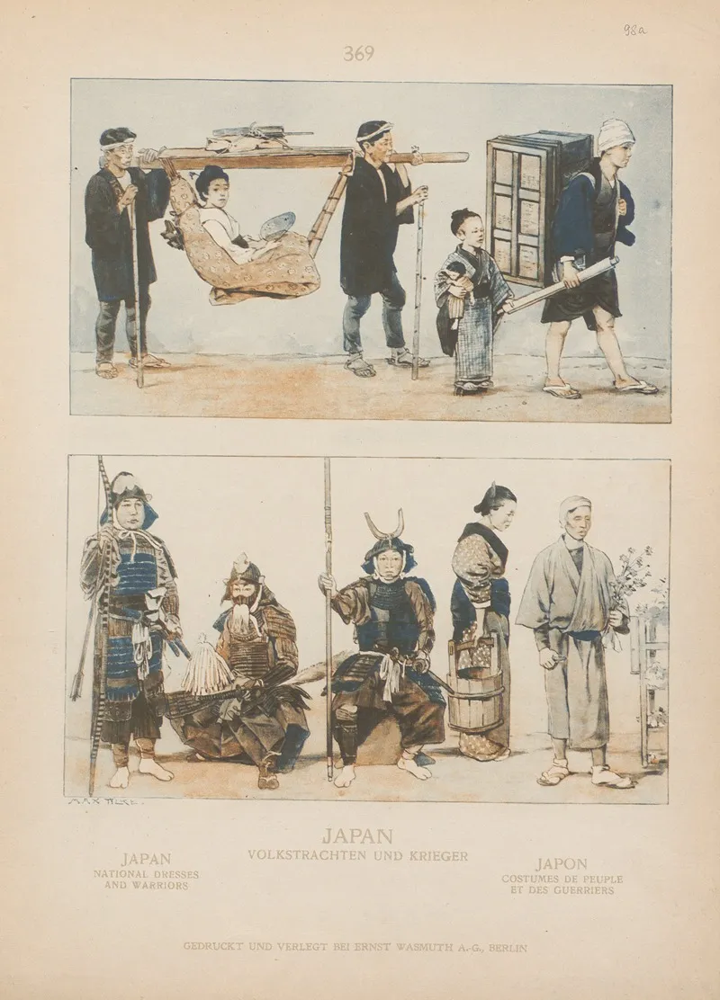 Japan National Dresses And Warriors Wall Art by Adolf Rosenberg - High-Resolution Digital Print