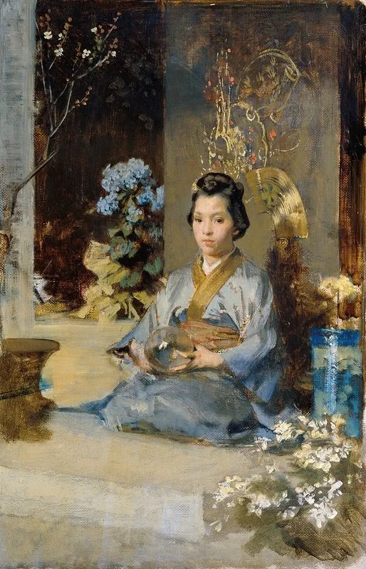 Japanerin In Einem Zimmer Wall Art by Julius Victor Berger - High-Resolution Digital Print