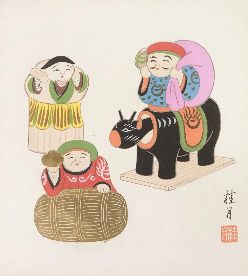Japanese Folk Toys Kyodo Gangu Shu Haru Pl 15 2 Wall Art by Yamashita Hakuba - High-Resolution Digital Print