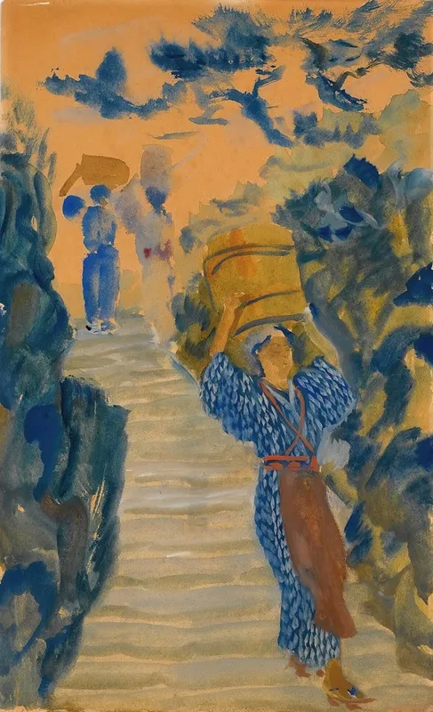 Japanese Water Carriers Wall Art by Alexandre Jacovleff - High-Resolution Digital Print