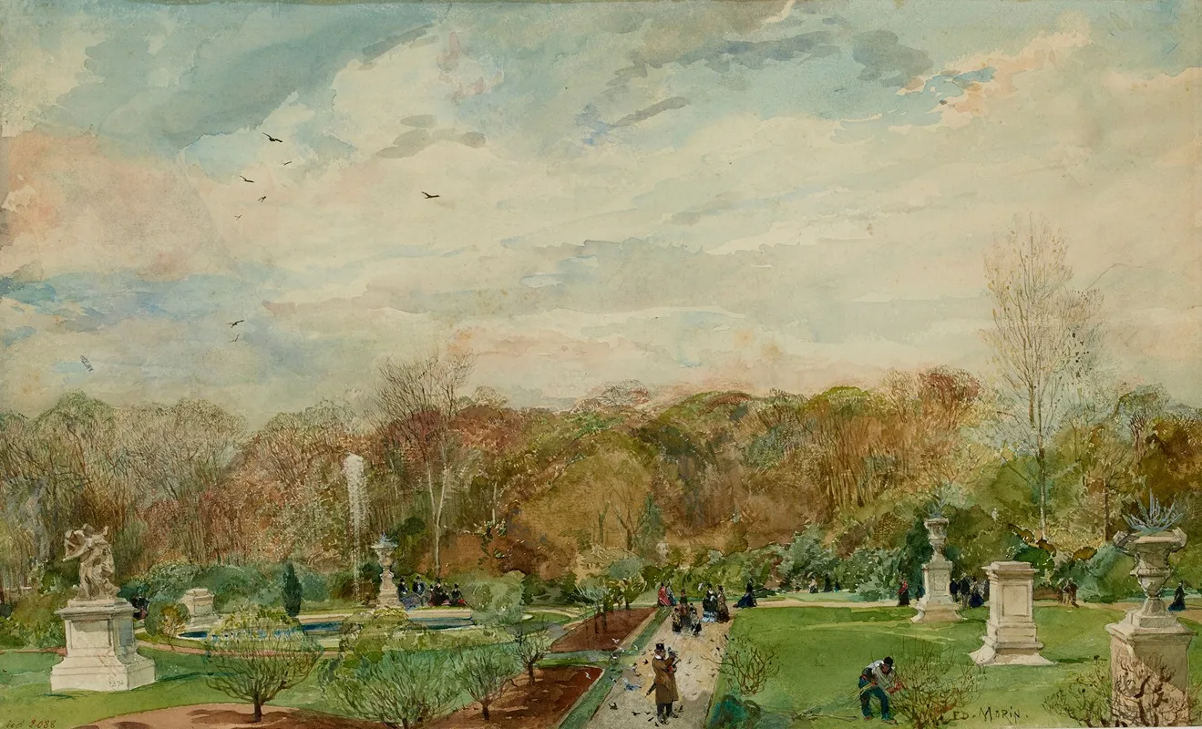 Jardin Des Tuileries Pelouses Du Jardin Reserve Wall Art by Edmond Morin - High-Resolution Digital Print