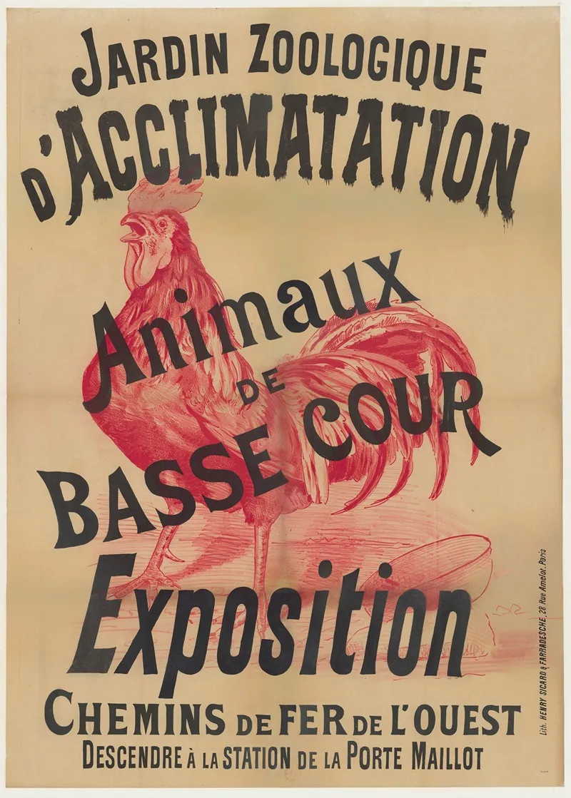 Jardin Zoologique Dacclimatation Animaux De Basse Cour Expositions Chemins De Fer De Louest Wall Art by lith. Henry Sicard & Farradesche - High-Resolution Digital Print