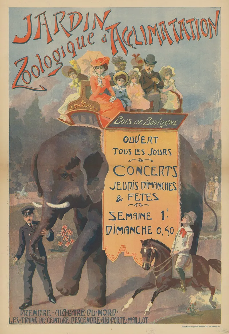 Jardin Zoologique Dacclimatation Bois De Boulogne Ouvert Tous Les Jours Wall Art by Anonymous - High-Resolution Digital Print