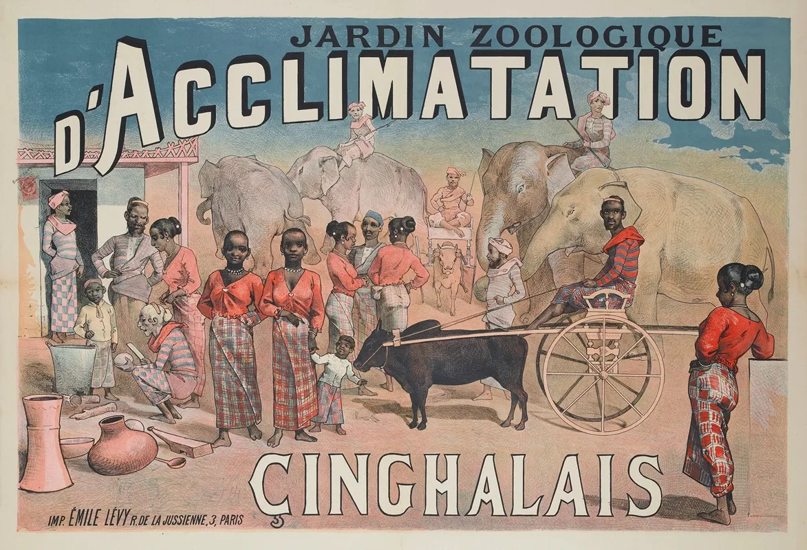 Jardin Zoologique Dacclimatation Cinghalais Wall Art by Imp. Emile Lévy - High-Resolution Digital Print