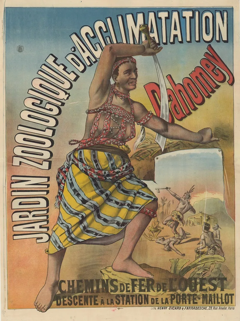 Jardin Zoologique Dacclimatation Dahomey Chemin De Fer De Louest Wall Art by lith. Henry Sicard &amp; Farradesche - High-Resolution Digital Print