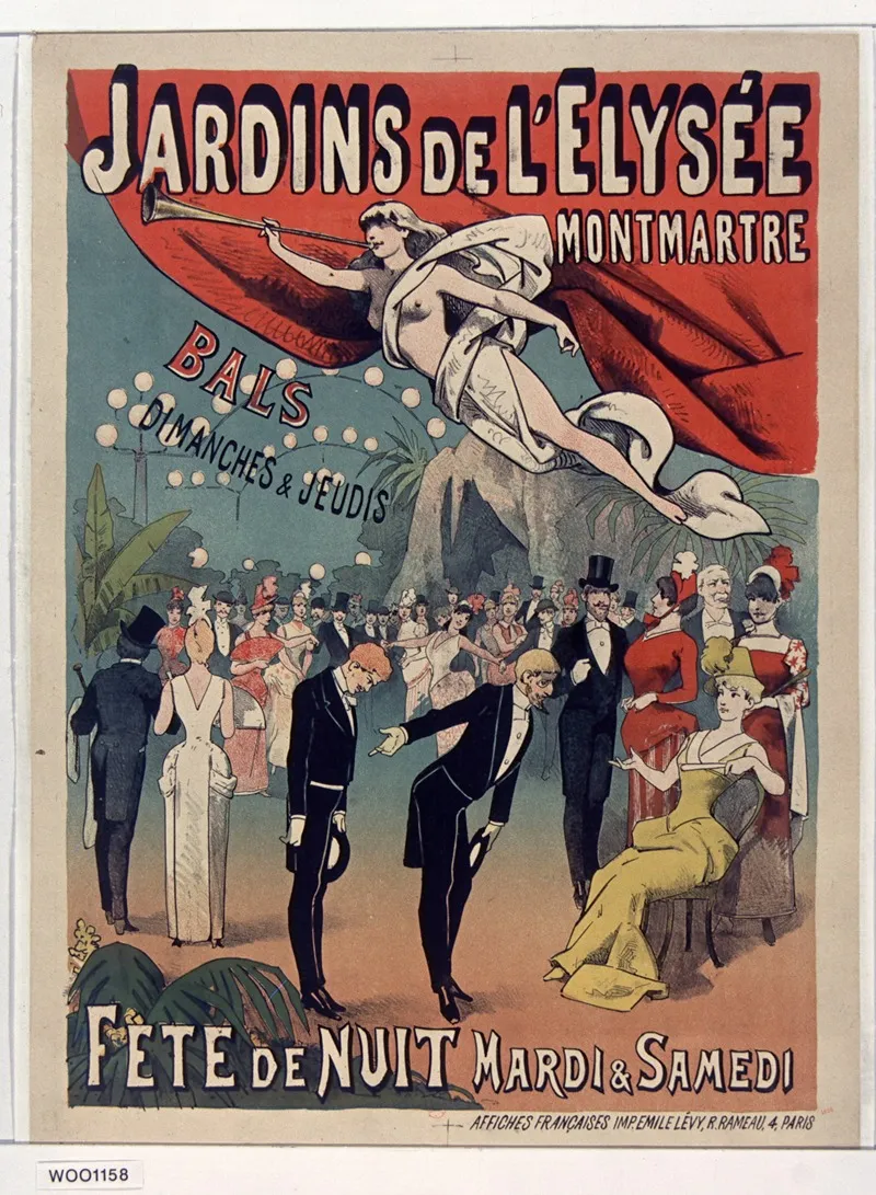 Jardins De Lelysee Montmartre Bal Dimanche Et Jeudis Wall Art by Imp. Emile Lévy - High-Resolution Digital Print