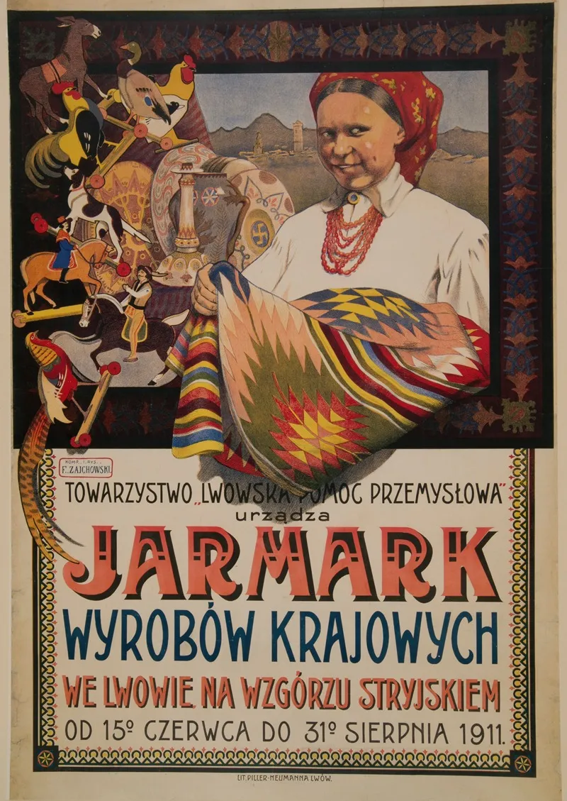 Jarmark Wyrobow Krajowych Urzadzony Staraniem Towarzystwa Lwowska Pomoc Przemyslowa Wall Art by Franciszek Zajchowski - High-Resolution Digital Print