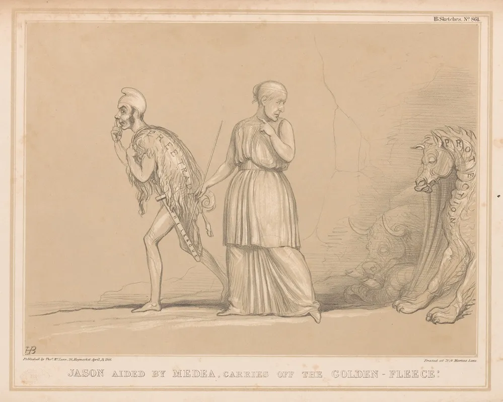 Jason Aided By Medea Carries Off The Golden Fleece Wall Art by John Doyle - High-Resolution Digital Print