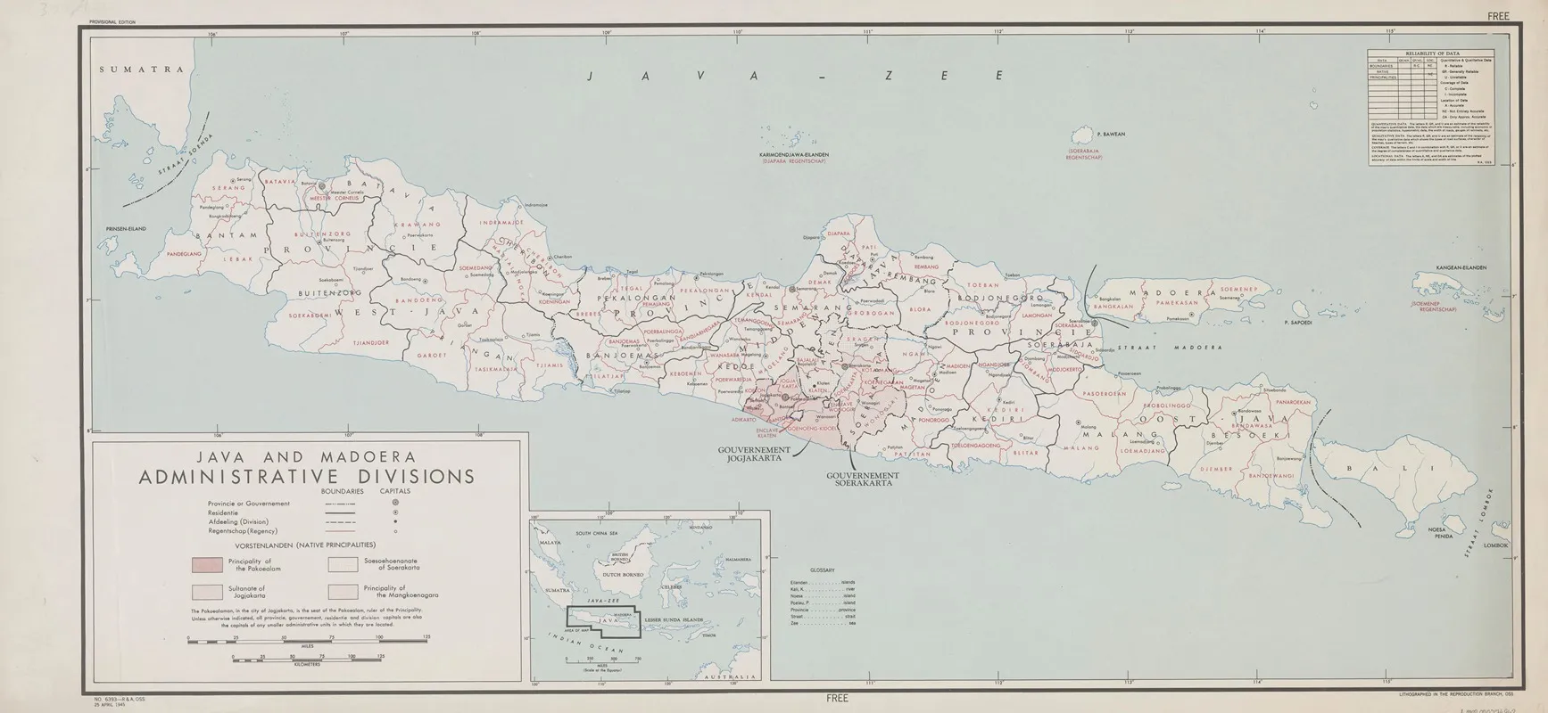 Java And Madoera Administrative Divisions Wall Art by Office of Strategic Services - High-Resolution Digital Print