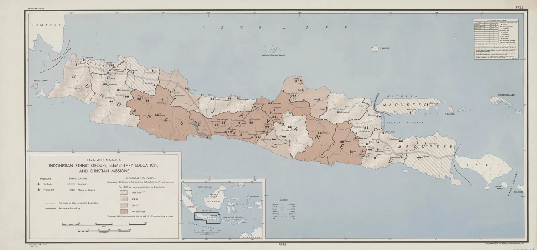 Java And Madoera Indonesian Ethnic Groups Elementary Education And Christian Missions Wall Art by Office of Strategic Services - High-Resolution Digital Print