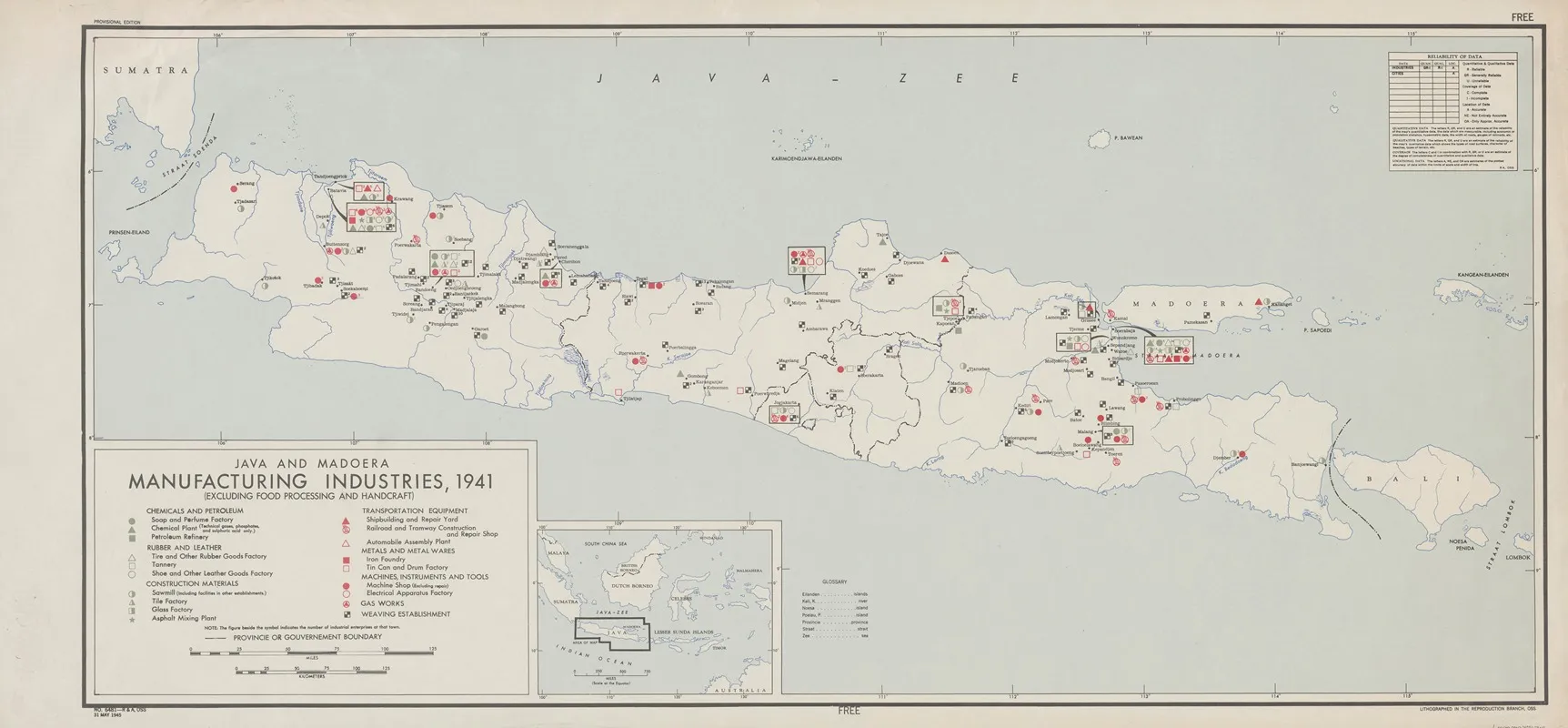 Java And Madoera Manufacturing Industries 1941 Excluding Food Processing And Handcraft Wall Art by Office of Strategic Services - High-Resolution Digital Print