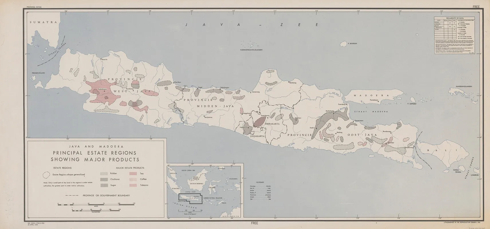 Java And Madoera Principal Estate Regions Showing Major Products Wall Art by Office of Strategic Services - High-Resolution Digital Print