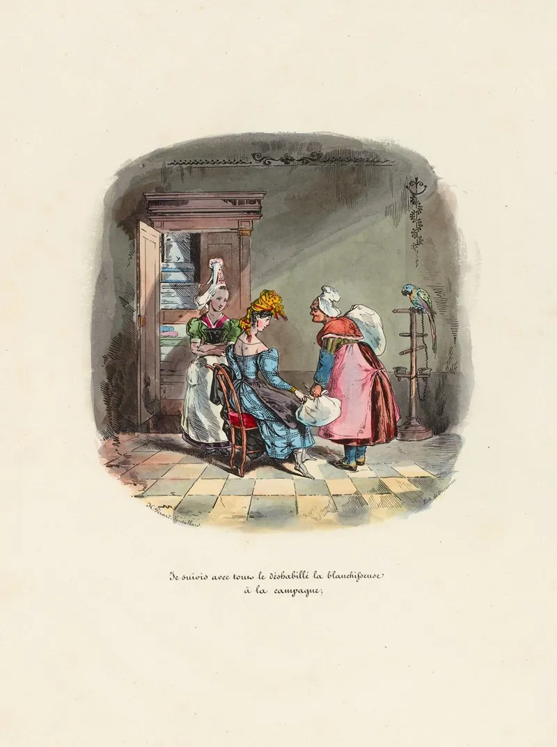 Je Suivis Avec Tout Le Deshabille La Blanchisseuse A La Campagne Wall Art by Henri-Gérard Fontallard - High-Resolution Digital Print