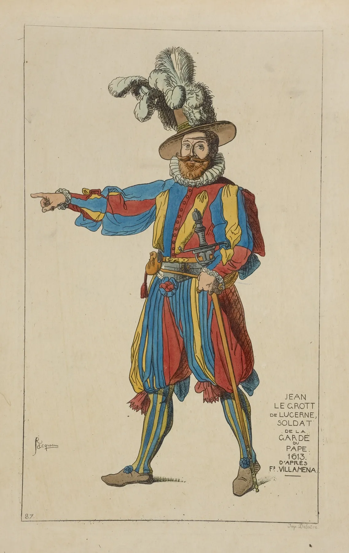 Jean Le Grott De Lucerne Soldat De La Garde Du Pape 1613 Dapres Francesco Villamena