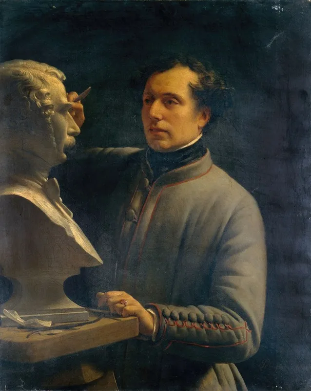 Jean Pierre Dantan 1800 1869 Sculpteur Modelant Le Buste De Perignon Wall Art by Alexis-Joseph Pérignon - High-Resolution Digital Print