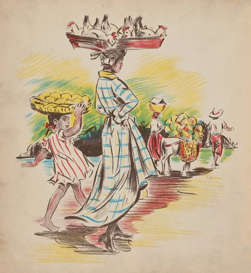 Jeanne Marie Goes To Market Pl5 Wall Art by Sari - High-Resolution Digital Print