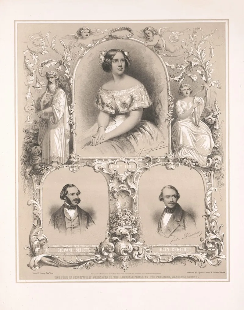 Jenny Lind Giovani Bellitti And Jules Benedict Wall Art by Napoleon Sarony - High-Resolution Digital Print