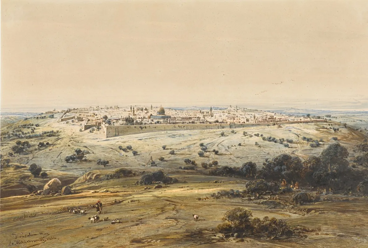 Jerusalem From The Mount Of Olives 4 Wall Art by Eduard Hildebrandt - High-Resolution Digital Print