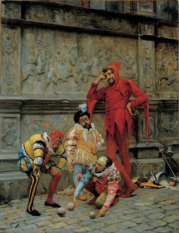 Jesters Playing Cochonnet Wall Art by Eduardo Zamacois y Zabala - High-Resolution Digital Print