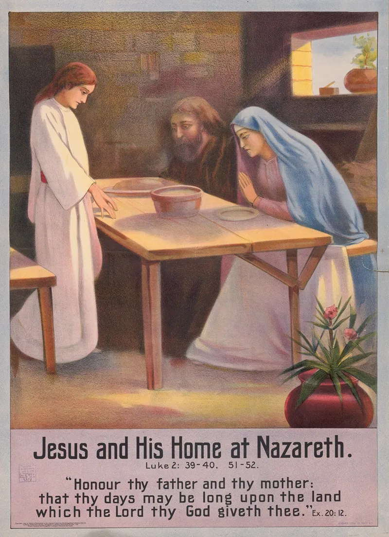 Jesus And His Home At Nazareth 2 Wall Art by Stecher Litho. Co - High-Resolution Digital Print