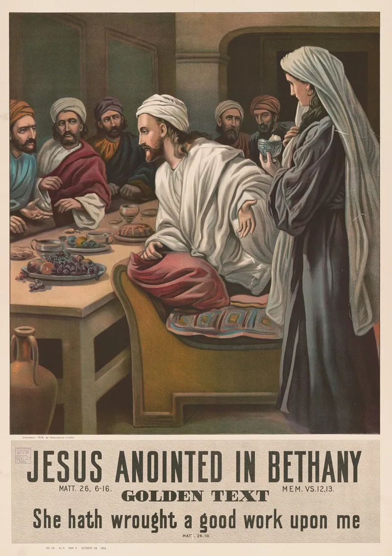 Jesus Anointed In Bethany 2 Wall Art by Providence Lith. Co - High-Resolution Digital Print