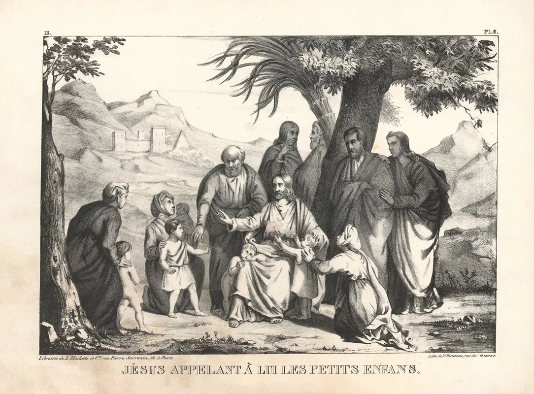 Jesus Apellant A Lui Les Petites En Fans Wall Art by P. Bineteau - High-Resolution Digital Print