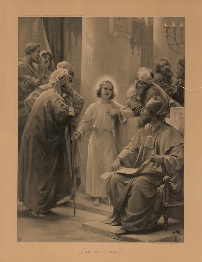 Jesus At Age 12 In The Temple 4 Wall Art by Julius Lohmeyer - High-Resolution Digital Print