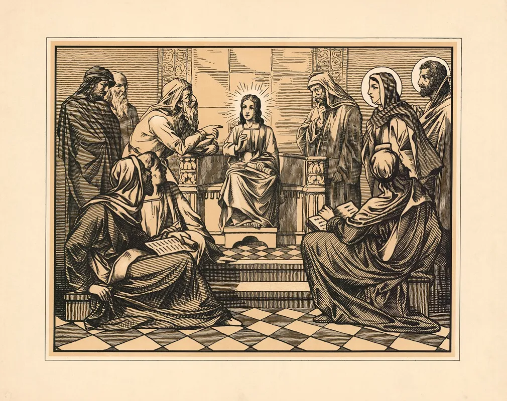 Jesus At Age 12 In The Temple Wall Art by Aschendorff - High-Resolution Digital Print