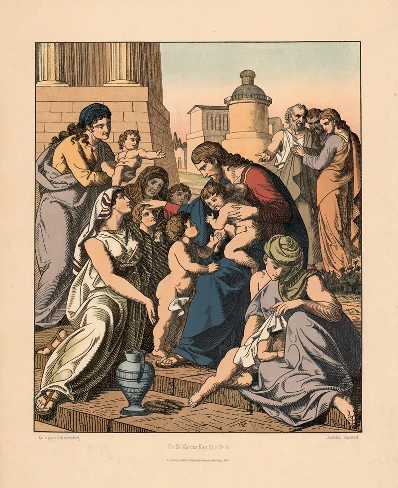 Jesus Blesses The Little Children 2 Wall Art by Carl Ehrenberg - High-Resolution Digital Print