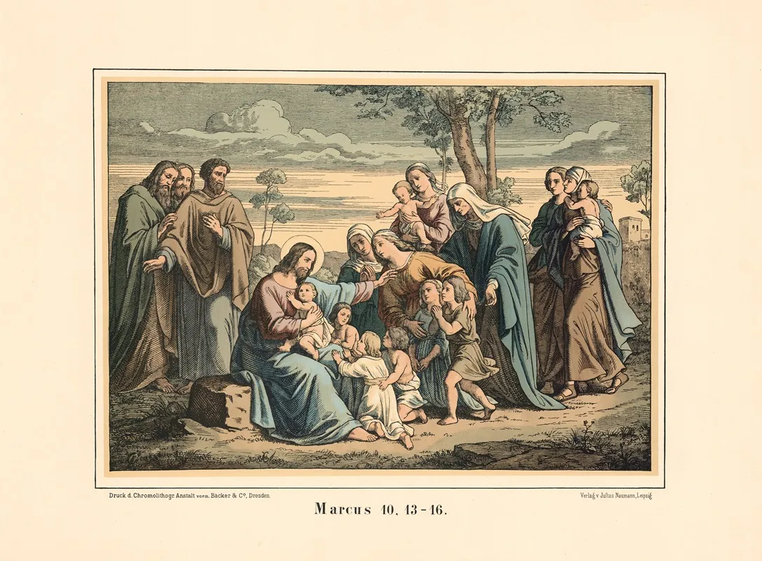 Jesus Blesses The Little Children 9 Wall Art by Karl Gottlob Schönherr - High-Resolution Digital Print