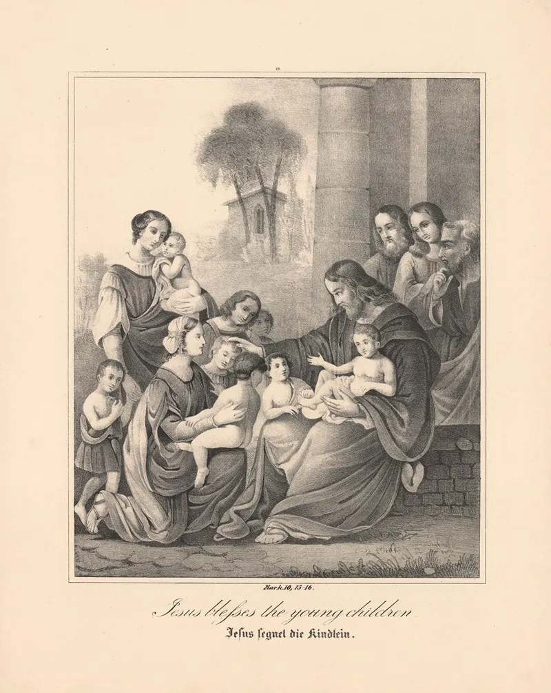 Jesus Blesses The Young Children Wall Art by Johann Baptist Sonderland - High-Resolution Digital Print