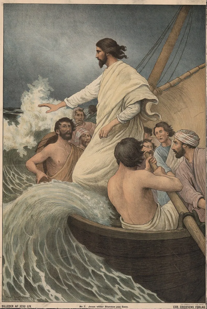Jesus Calms The Storm Wall Art by Poul Steffensen - High-Resolution Digital Print