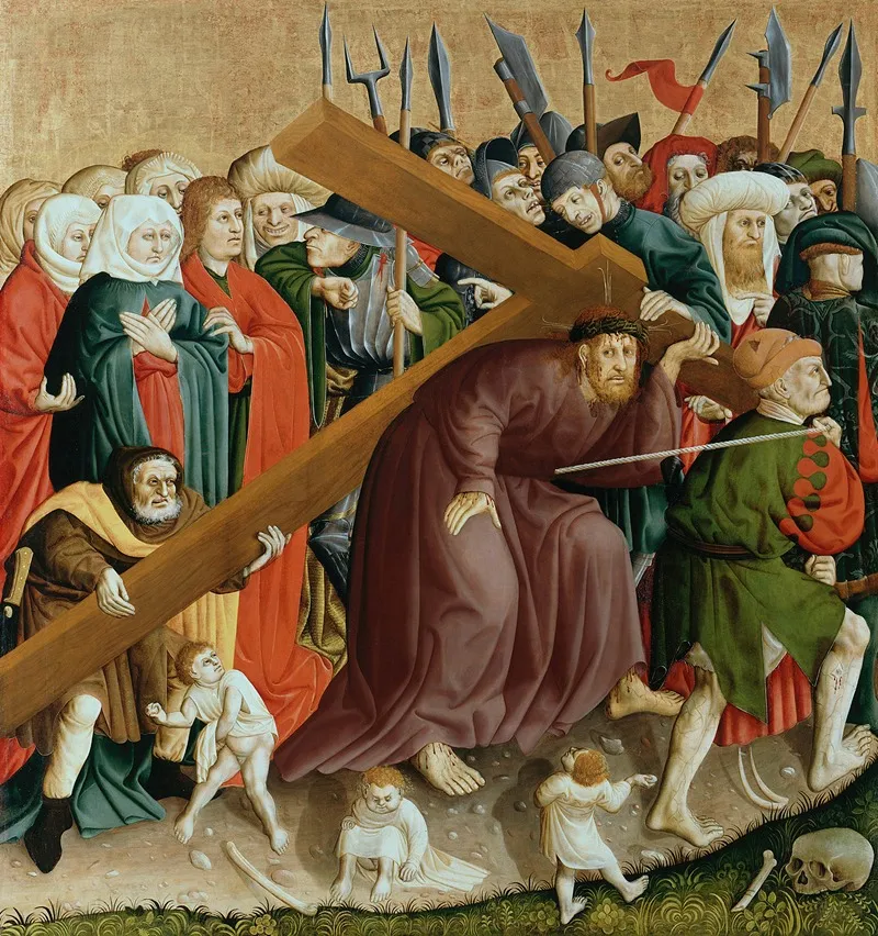Jesus Christ Bearing The Cross The Wings Of The Wurzach Altar Lower Left Wall Art by Hans Multscher - High-Resolution Digital Print
