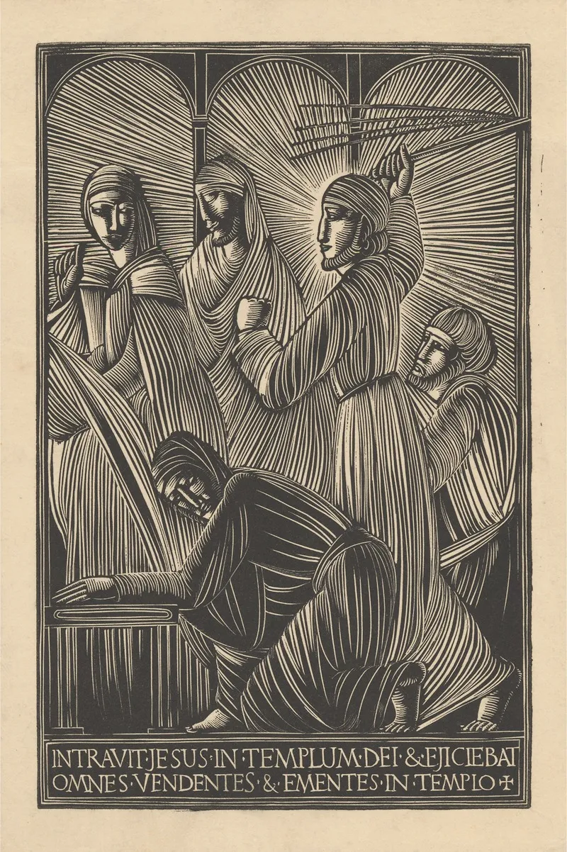 Jesus Driving The Moneychangers From The Temple Wall Art by Eric Gill - High-Resolution Digital Print