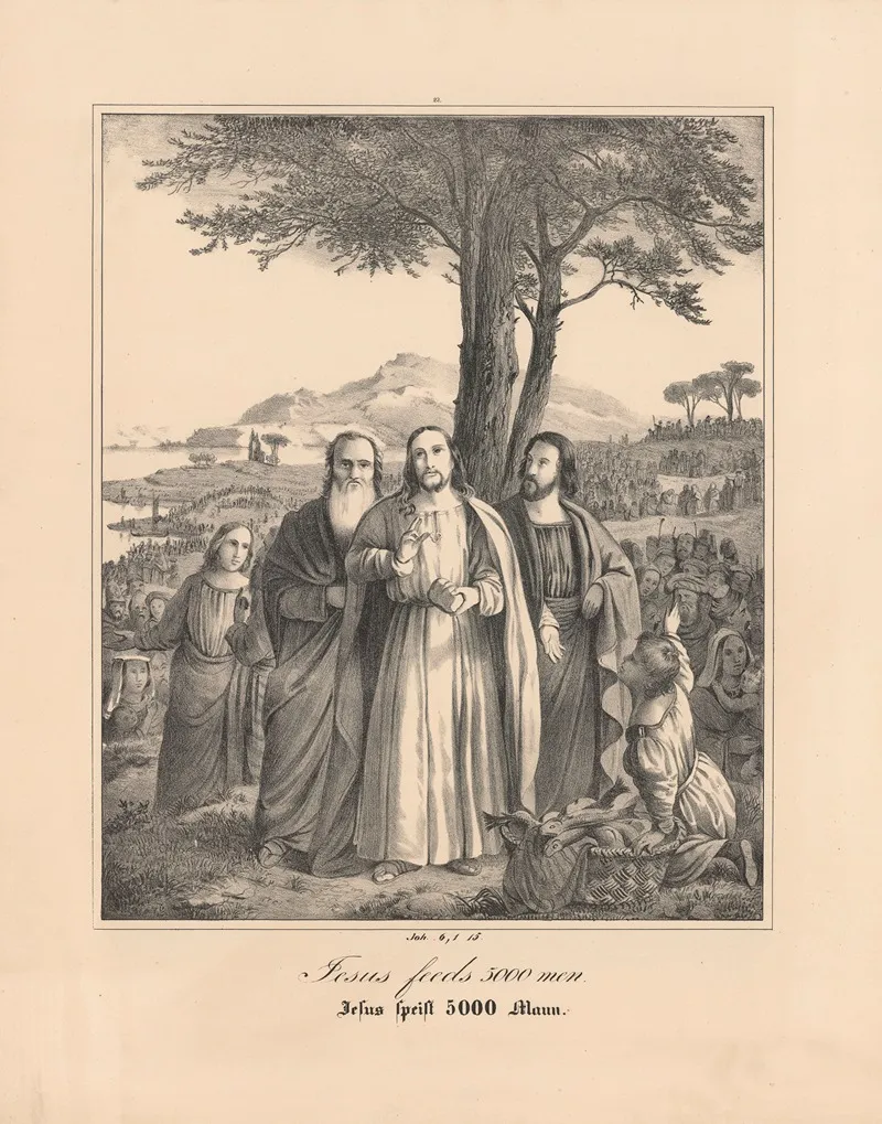 Jesus Feeds 5000 Men Wall Art by Johann Baptist Sonderland - High-Resolution Digital Print