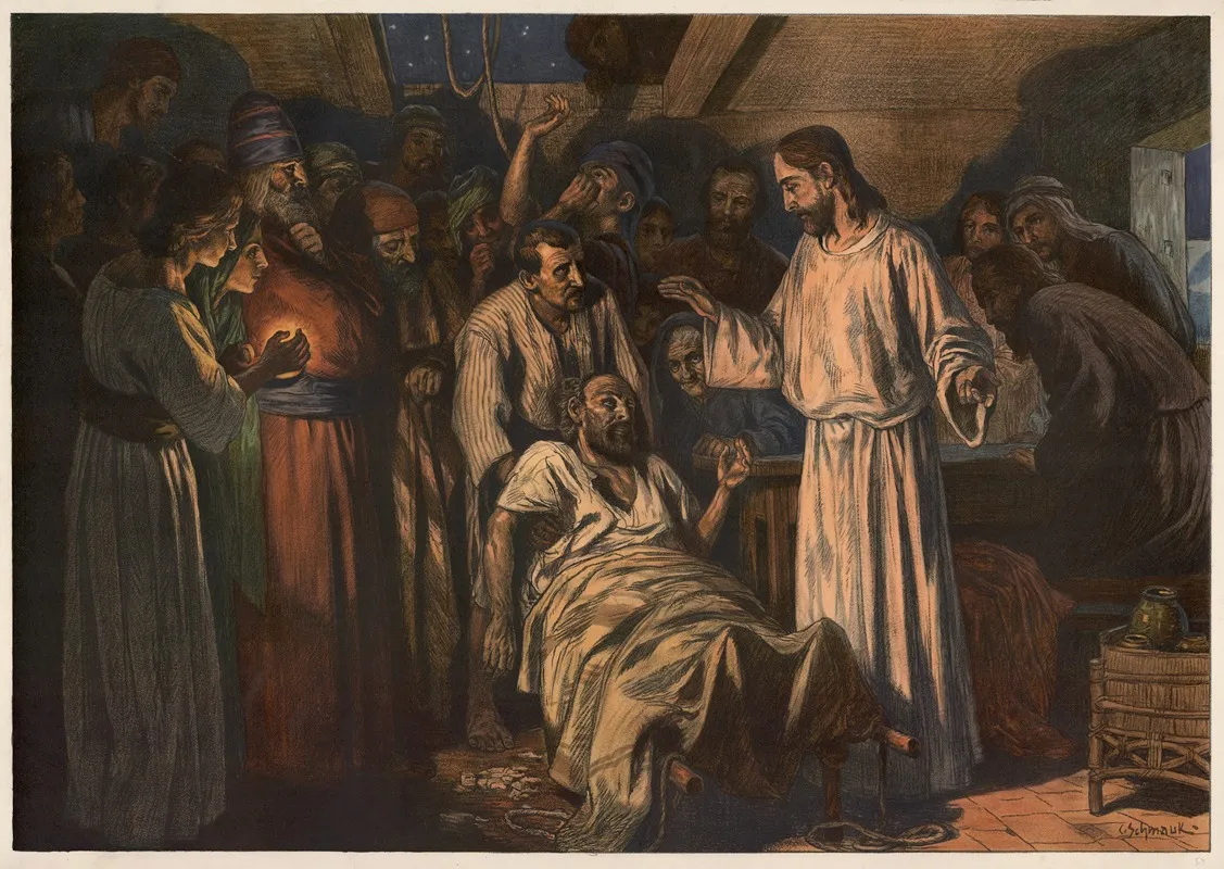 Jesus Heals The Crippled Man Wall Art by Carl Schmauk - High-Resolution Digital Print