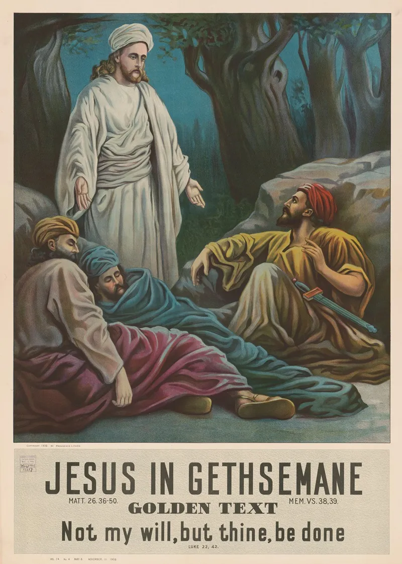 Jesus In Gethsemane 2 Wall Art by Providence Lith. Co - High-Resolution Digital Print