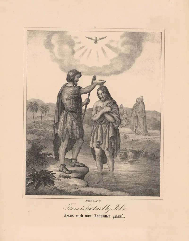 Jesus Is Baptized By John Wall Art by Johann Baptist Sonderland - High-Resolution Digital Print