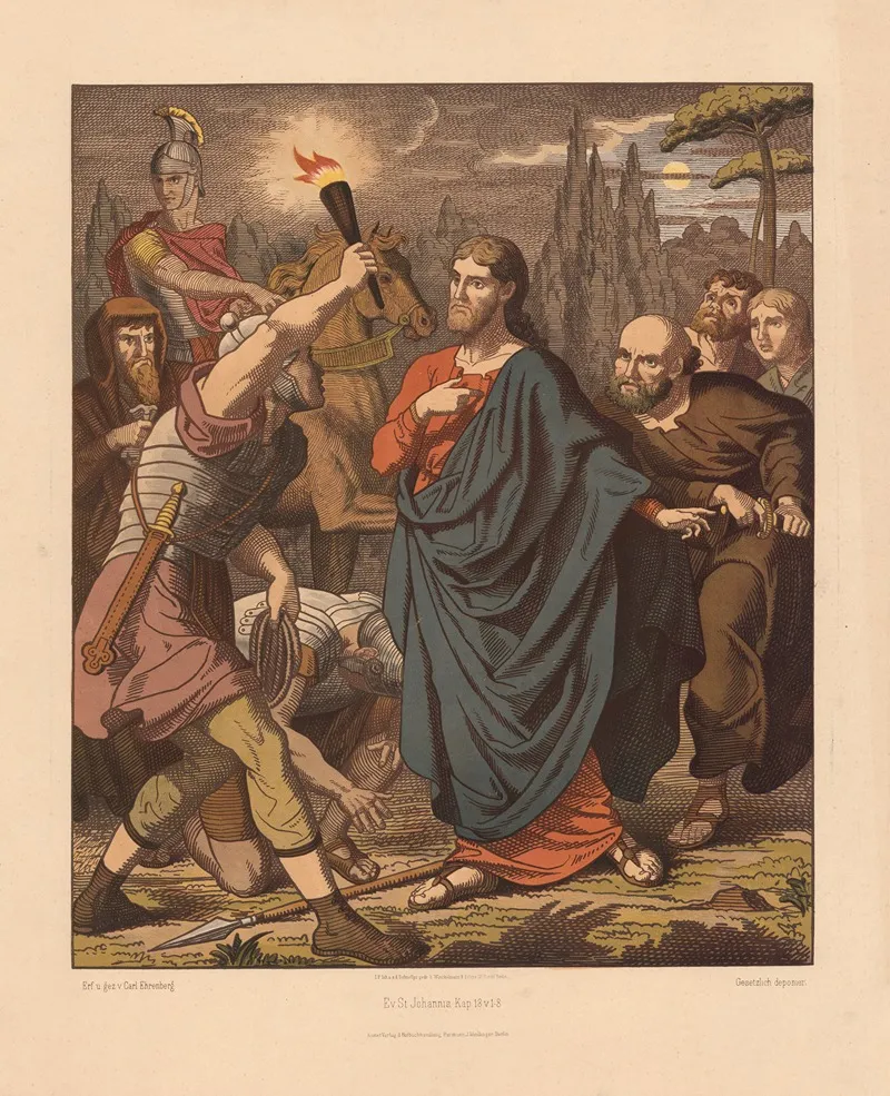 Jesus Is Betrayed And Arrested Wall Art by Carl Ehrenberg - High-Resolution Digital Print